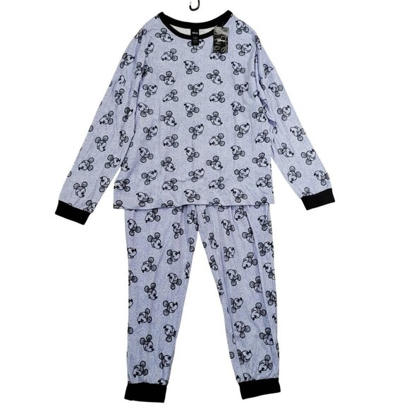 NEW Disney Women's L Mickey Mouse Cozy 2-Piece Pajama Set Long Sleeve & Jogger - Picture 1 of 6